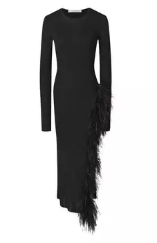 Платье из вискозы с отделкой перьями Philosophy di Lorenzo Serafini
