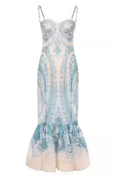 Платье изо льна и шелка Zimmermann