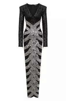 Платье с отделкой пайетками Balmain