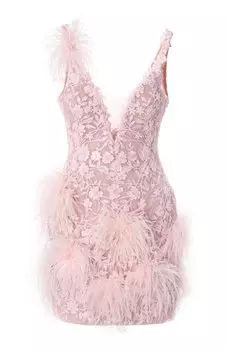 Платье с отделкой перьями Speranza Couture