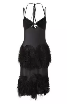 Платье с отделкой перьями страуса The Attico