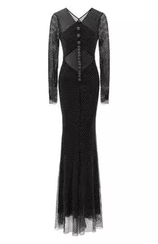 Платье с отделкой стразами self-portrait