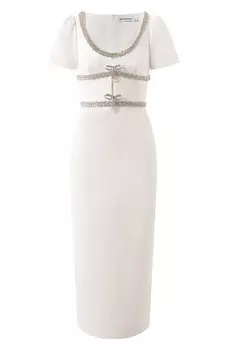 Платье с отделкой стразами self-portrait