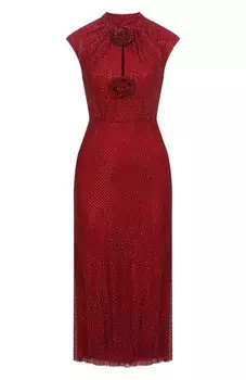 Платье с отделкой стразами self-portrait