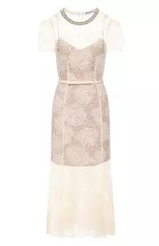 Платье с отделкой стразами self-portrait