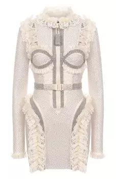 Платье с отделкой стразами self-portrait