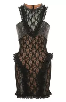 Платье с отделкой стразами self-portrait