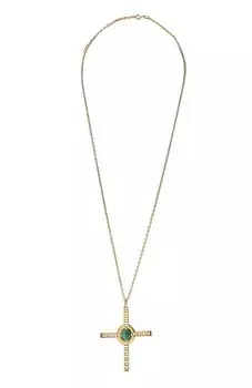 Подвеска-крест с малахитом и аметистами AI Moonka