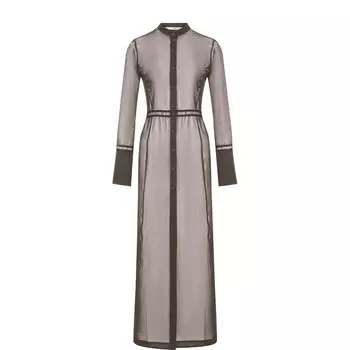 Полупрозрачное платье-рубашка из смеси хлопка и шелка Isabel Benenato