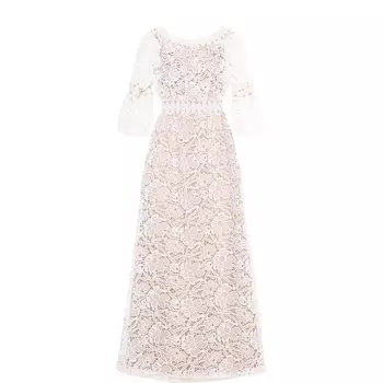 Приталенное кружевное платье-макси Tadashi Shoji