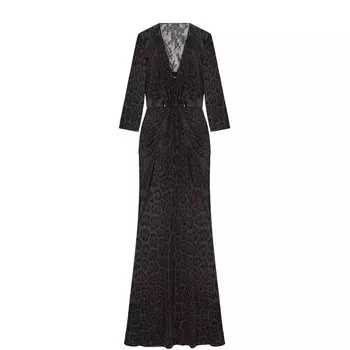 Приталенное платье-макси с V-образным вырезом Roberto Cavalli