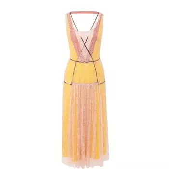 Приталенное платье-миди с кружевной отделкой Bottega Veneta