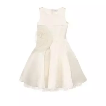 Приталенное платье-миди с пышной юбкой и аппликацией в виде розы Monnalisa