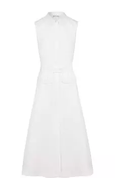 Приталенное платье-рубашка из смеси хлопка и шелка Loro Piana