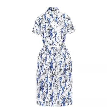 Приталенное платье-рубашка с поясом и ярким принтом Kiton
