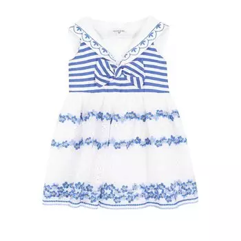 Приталенное платье с кружевной юбкой и бантом Monnalisa