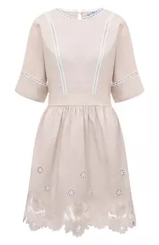 Приталенное платье с кружевными вставками и вышивкой Blumarine