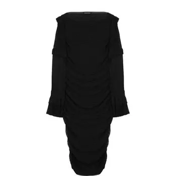 Приталенное шелковое платье-миди с длинным рукавом Tom Ford