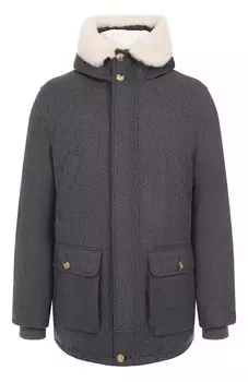 Пуховик с меховой отделкой Brunello Cucinelli