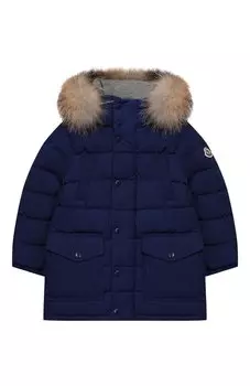 Пуховик с меховой отделкой на капюшоне Moncler Enfant