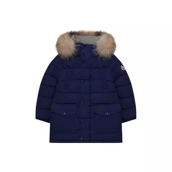 Пуховик с меховой отделкой на капюшоне Moncler Enfant