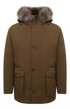 Пуховик с отделкой из меха койота Herno