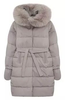 Пуховик с отделкой из песца Yves Salomon Enfant
