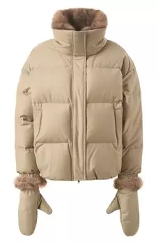 Пуховик с отделкой из меха соболя Yves Salomon