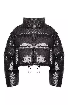 Пуховик с отделкой пайетками Prada