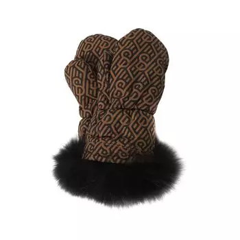 Пуховые варежки с отделкой из песца Yves Salomon Enfant