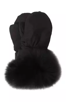 Пуховые варежки с отделкой из песца Yves Salomon Enfant