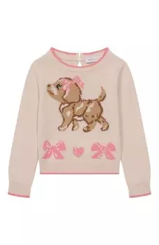 Пуловер из хлопка и шерсти Monnalisa