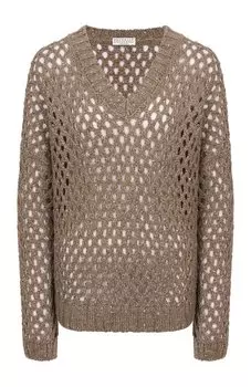 Пуловер из шелка и льна Brunello Cucinelli