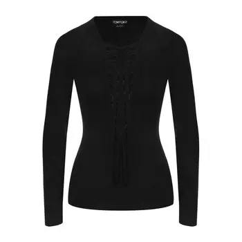 Пуловер из смеси шерсти и шелка со шнуровкой Tom Ford