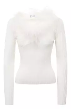 Пуловер из вискозы с отделкой перьями Giuseppe di Morabito