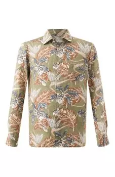 Рубашка из хлопка и льна Kiton