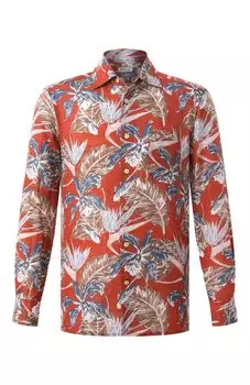 Рубашка из хлопка и льна Kiton