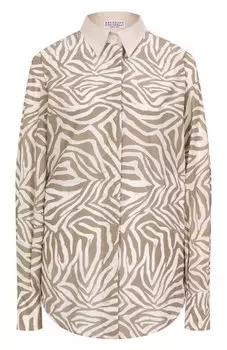 Рубашка из хлопка и шелка Brunello Cucinelli