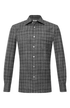 Рубашка из шерсти и шелка Kiton