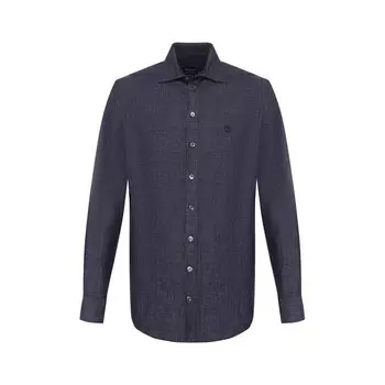 Рубашка из смеси хлопка и льна Giorgio Armani