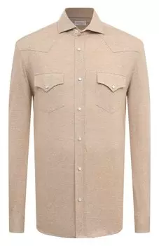 Рубашка изо льна и хлопка Brunello Cucinelli