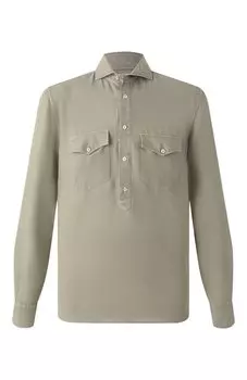 Рубашка изо льна и хлопка Brunello Cucinelli