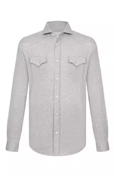 Рубашка изо льна и хлопка Brunello Cucinelli