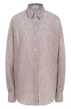 Рубашка изо льна и шелка Brunello Cucinelli