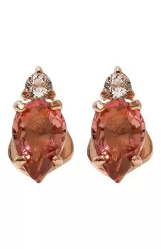 Серьги-пусеты с розовым турмалином Moonka