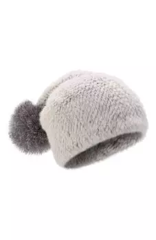 Шапка из меха норки с помпоном из лисы VICTORIA KUSENKOVA