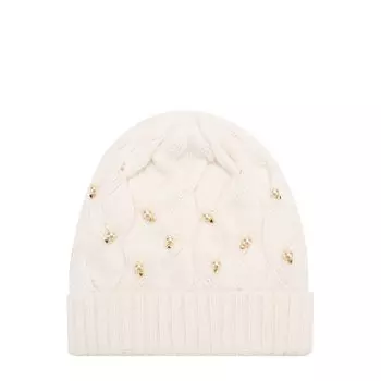 Шапка из смеси шерсти и кашемира фактурной вязки с кристаллами Il Trenino