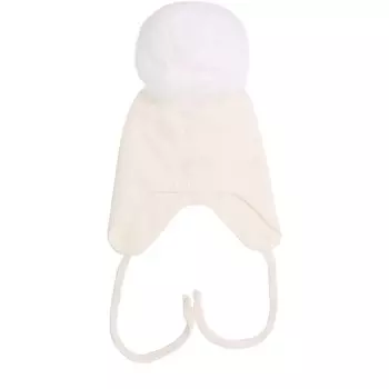 Шапка из смеси шерсти и кашемира с меховым помпоном Il Trenino