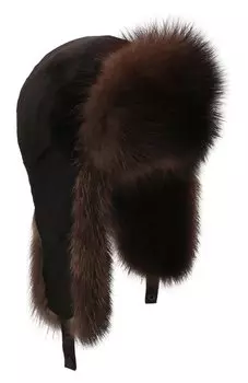 Шапка-ушанка из меха норки и фишера VICTORIA KUSENKOVA