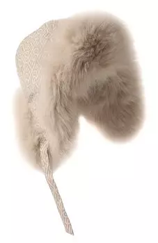 Пуховая шапка-ушанка с отделкой из песца Yves Salomon Enfant